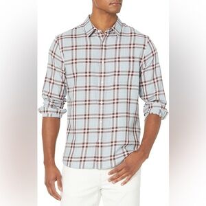 Vince Men's Plaid Casual Button Down Shirt - White and Brown